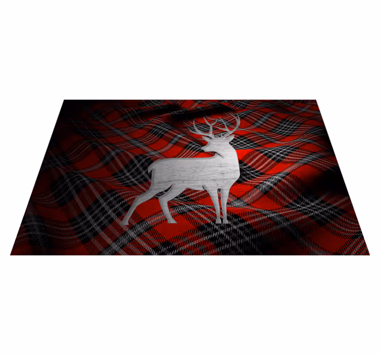 Individual de mesa navideño cuadro rojo elegante - TenVinilo