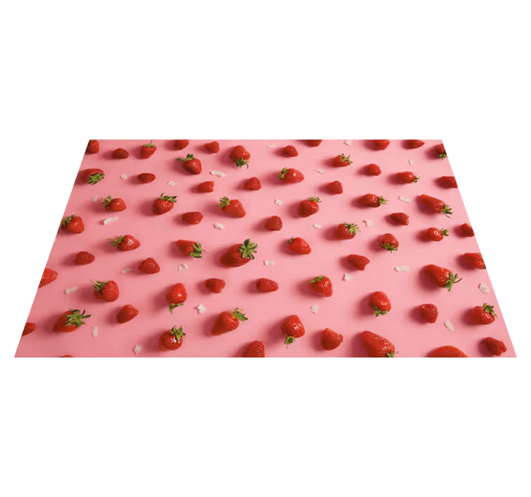 Mantel individual infantil Fondo rosa con fresas - TenVinilo