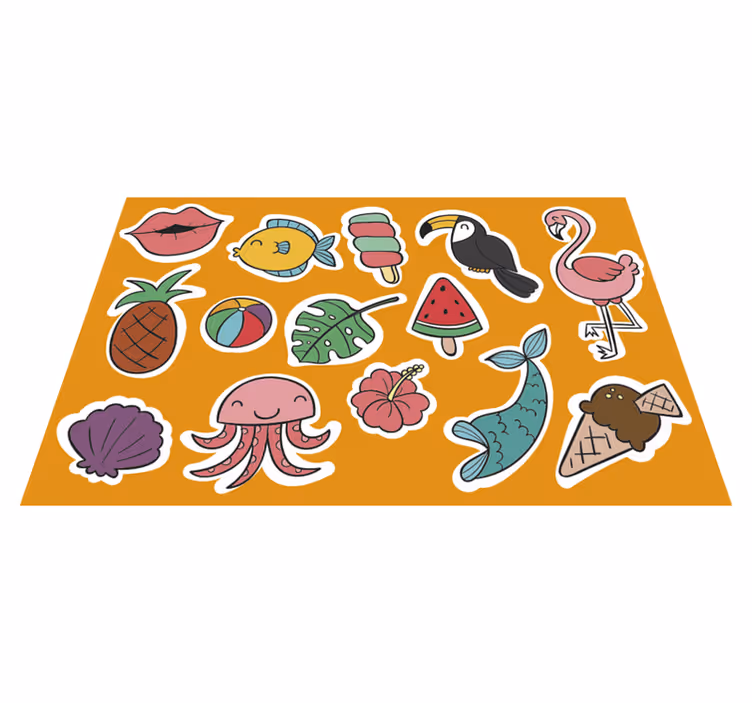 Individual de mesa infantil elementos tropicales coloridos - TenVinilo