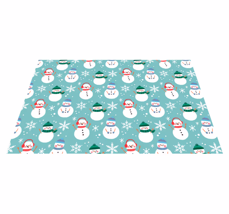 Individual de mesa navideño patrón de muñeco de nieve alegre - TenVinilo