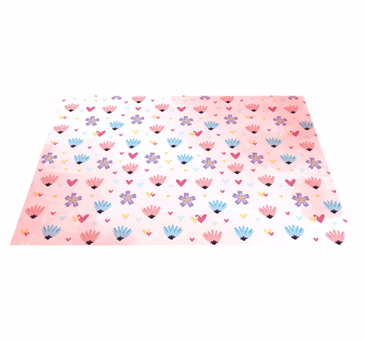 Individual de mesa infantil patrones de corazón floral - TenVinilo