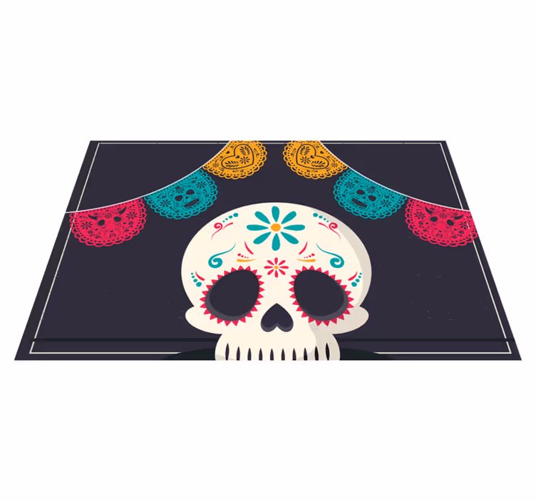 Individual de mesa halloween banner de calaveras coloridas - TenVinilo