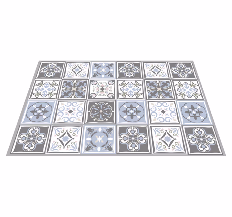Mantel individual patrón Azulejo gris con varios patrones - TenVinilo