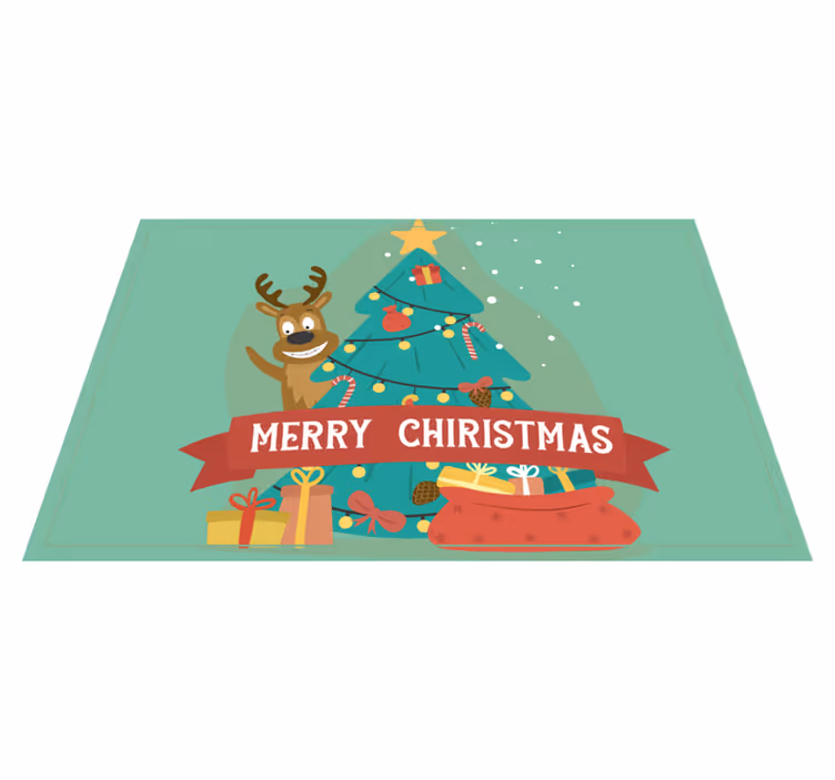 Individual de mesa navideño Árbol festivo alegre - TenVinilo
