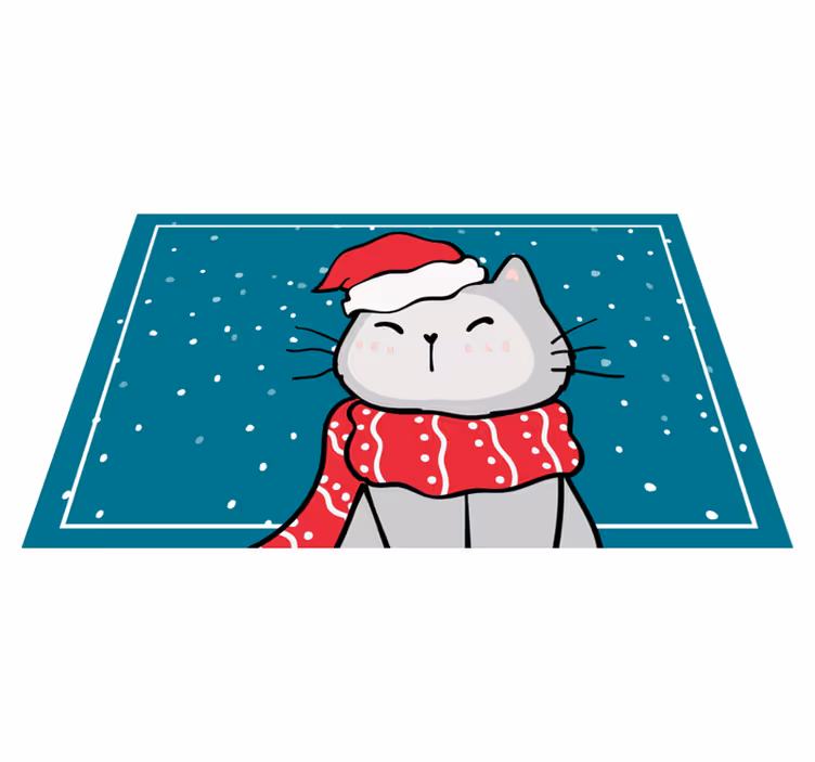 Individual de mesa navideño gato santa alegre - TenVinilo
