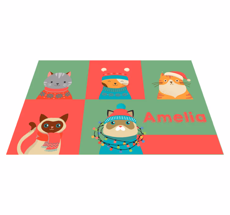 Individual de mesa infantil gatos de dibujos adorables - TenVinilo