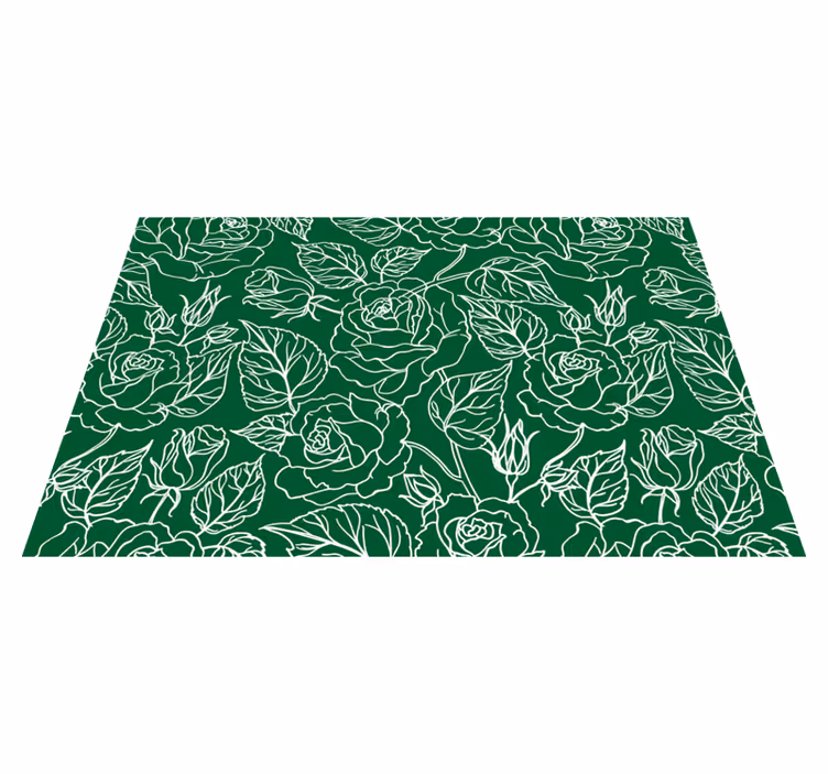 Manteles individuales elegantes Flores verdes - TenVinilo
