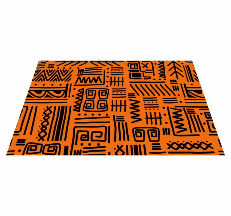 Mantel individual patrón Negro y naranja étnico africano - TenVinilo