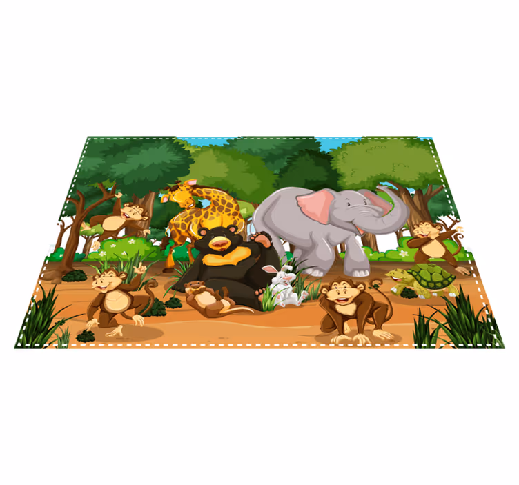 Individual de mesa infantil escena divertida de animales - TenVinilo