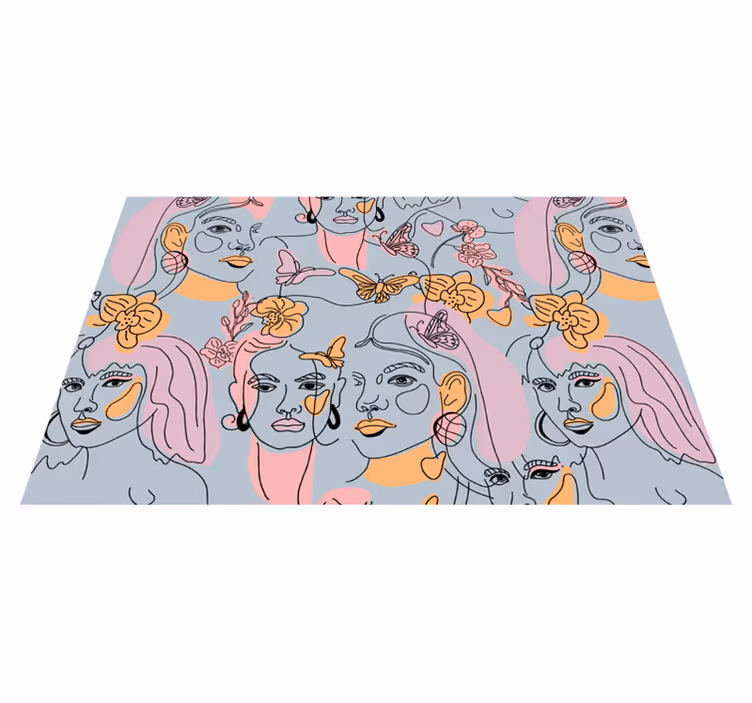 Individual mesa original patrón de caras estilizadas - TenVinilo