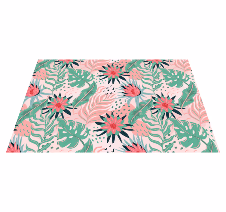 Mantel individual moderno Patrón floral sobre fondo rosa - TenVinilo