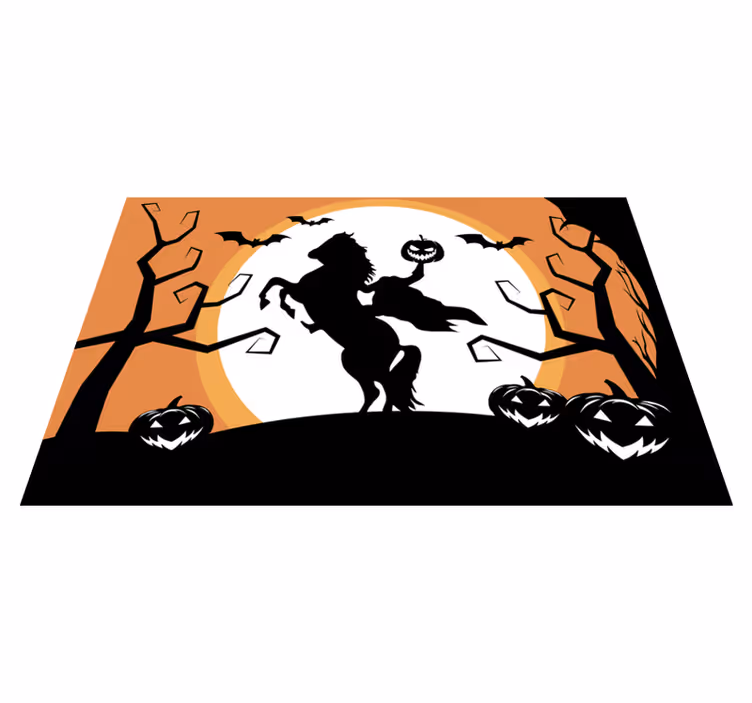 Individual de mesa halloween caballo sosteniendo calabaza - TenVinilo