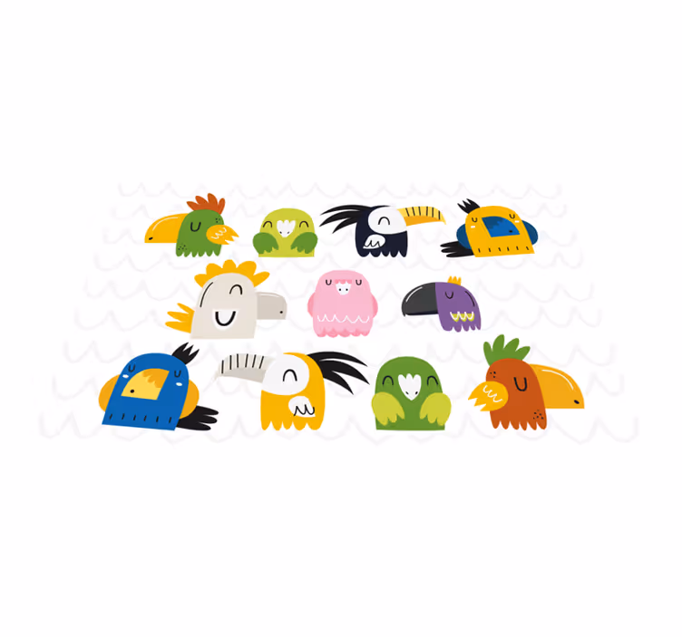 Individual de mesa infantil cabezas de pájaros coloridos - TenVinilo