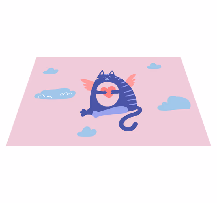 Individual de mesa infantil gato volador con corazón - TenVinilo