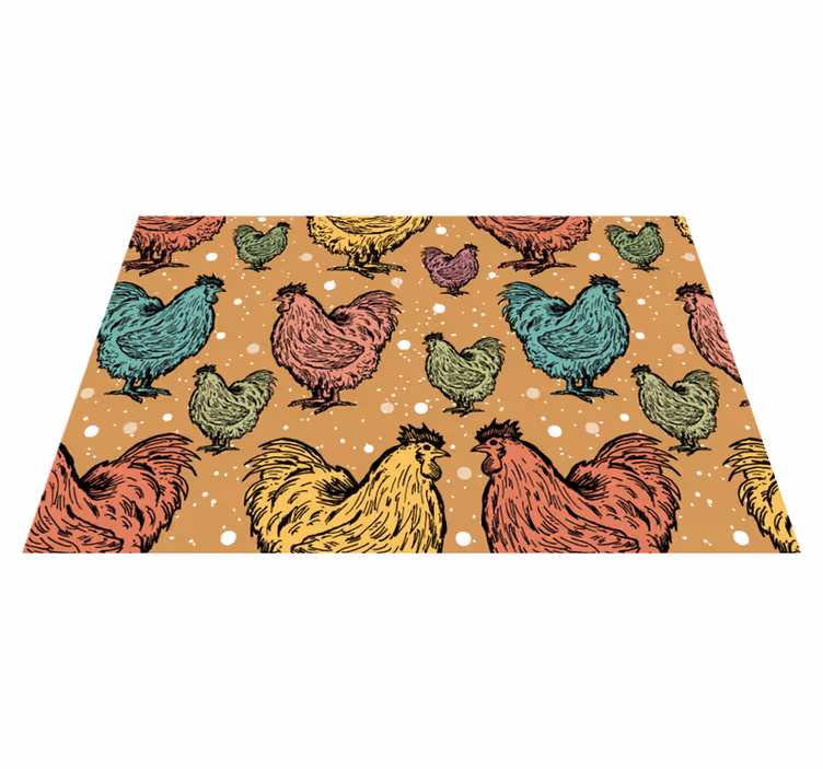 Individual mesa original patrón de gallinas coloridas - TenVinilo