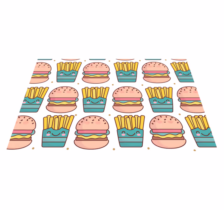 Individual de mesa infantil patrón de hamburguesa feliz - TenVinilo