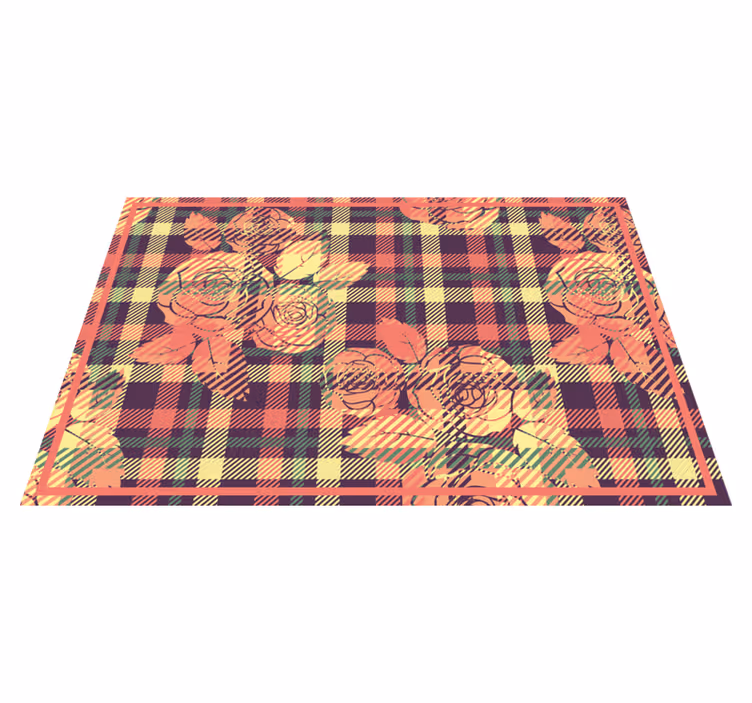Individual de mesa patrón diseño de cuadrícula botánica - TenVinilo