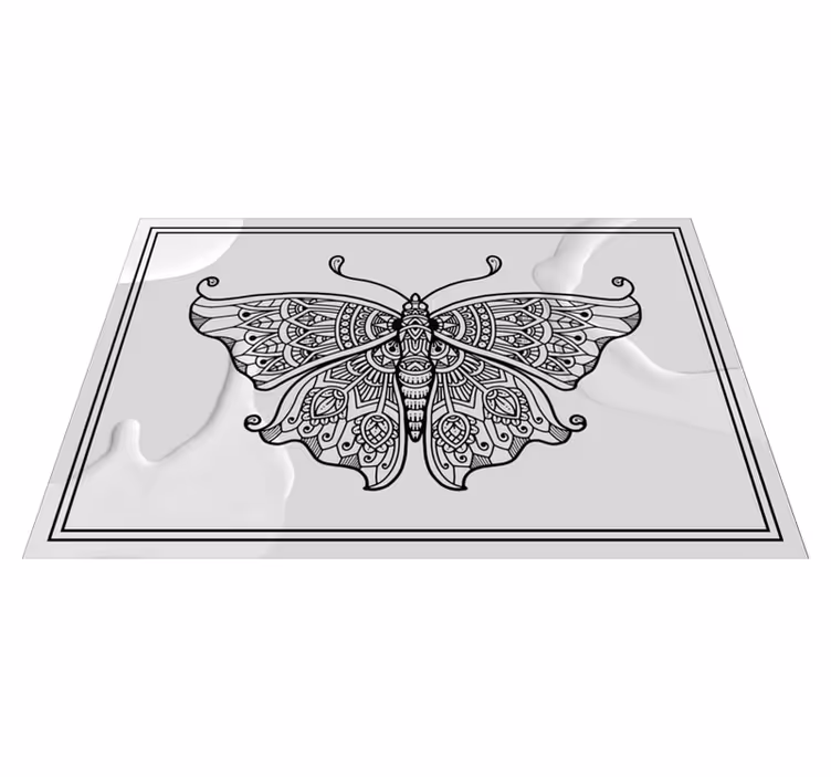 Manteles individuales de mariposa mandala negro - TenVinilo