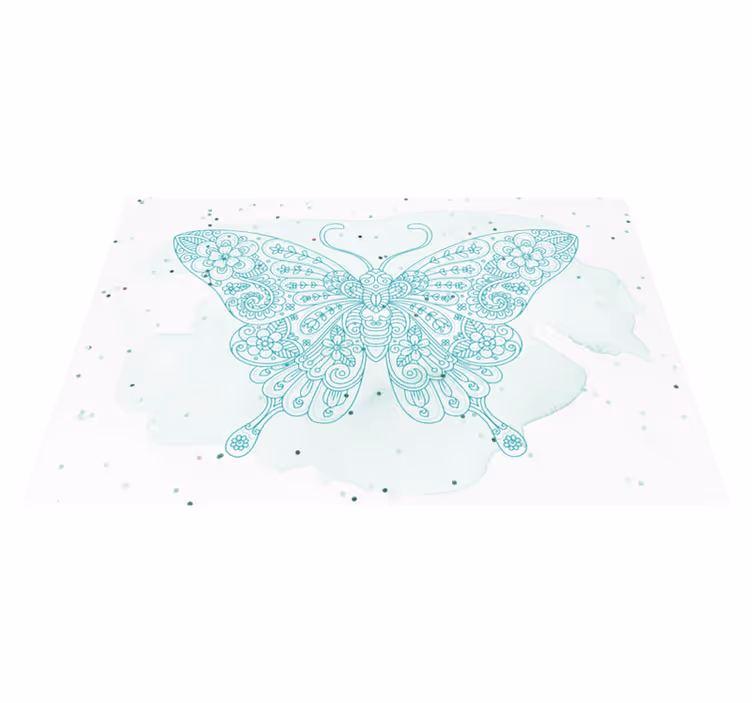 Manteles individuales de mariposa turquesa y mandala - TenVinilo