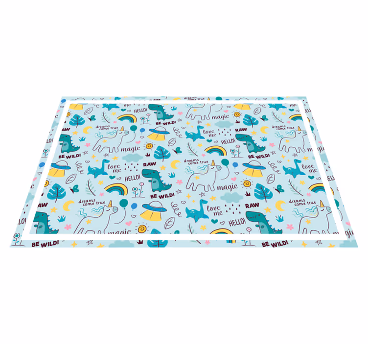Individual de mesa infantil fantasía de dinosaurios colorida - TenVinilo