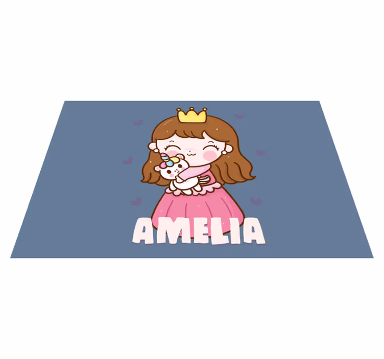 Individual de mesa infantil princesa linda con unicornio - TenVinilo