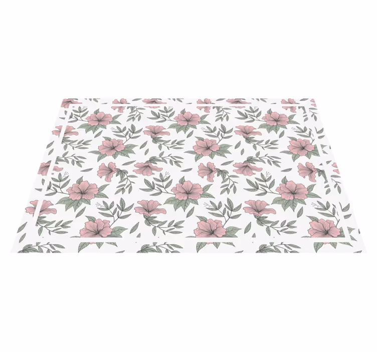 Mantel individual elegante Flores rosadas minimalistas - TenVinilo