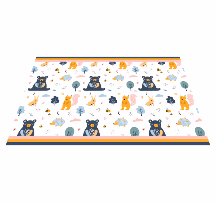 Mantel individual infantil Ardillas de colores y osos de peluche - TenVinilo