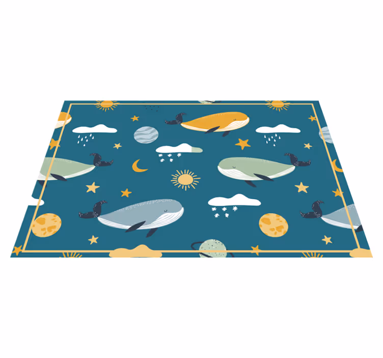 Individual de mesa infantil ballenas y patrones celestiales - TenVinilo