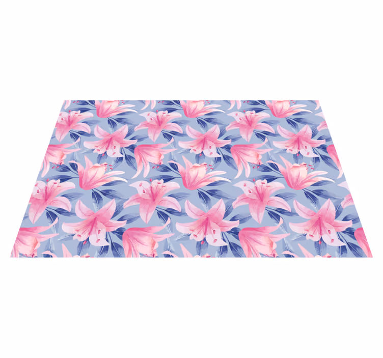 Individual mesa original patrón de lirios rosa floral - TenVinilo