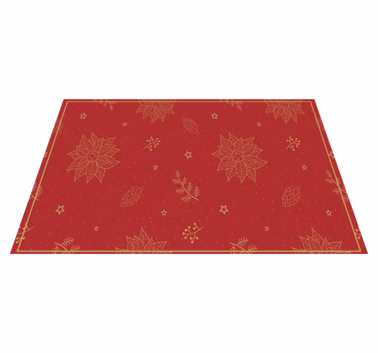 Individual de mesa navideño patrón floral festivo - TenVinilo