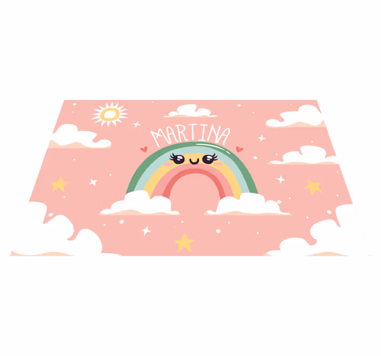 Mantel individual personalizable Bonito arcoiris con nubes con no - TenVinilo