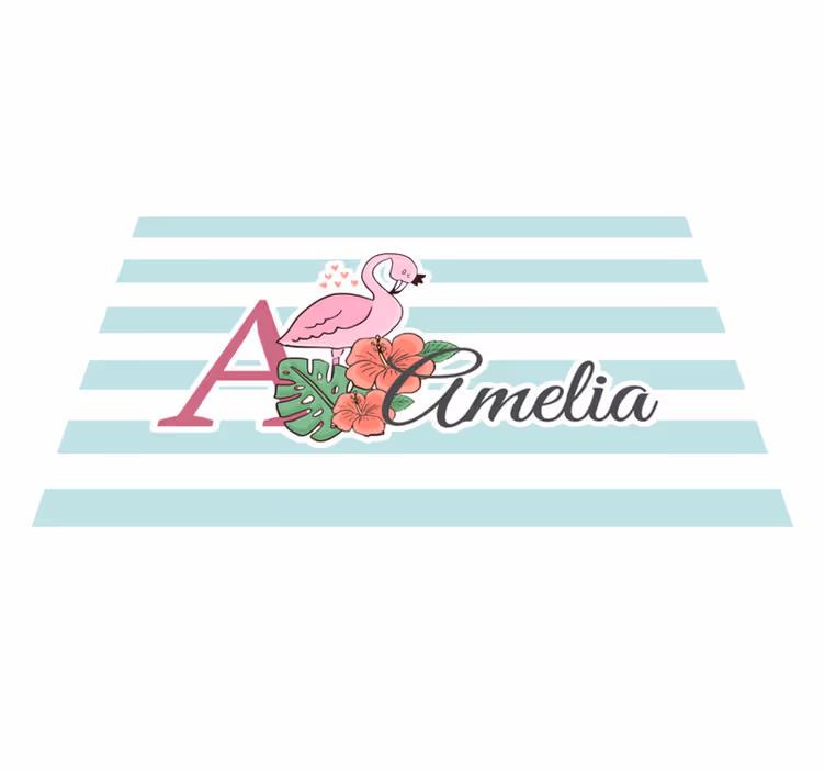 Mantel individual infantil Lindos animales flamencos con nombre - TenVinilo