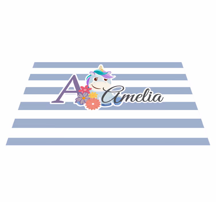 Individual de mesa infantil ilustración de nombre unicornio - TenVinilo