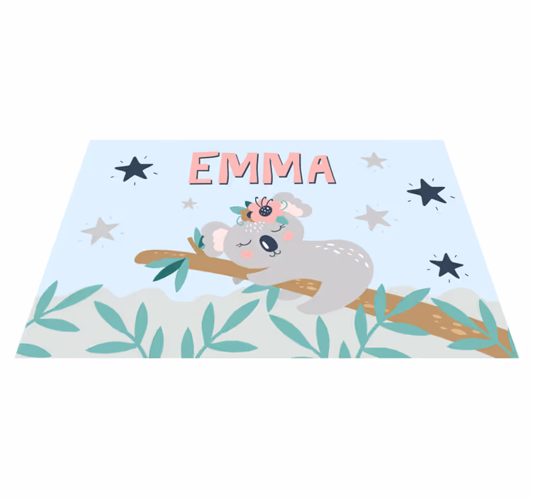 Mantel individual infantil Lindo koala para niña con nombre - TenVinilo