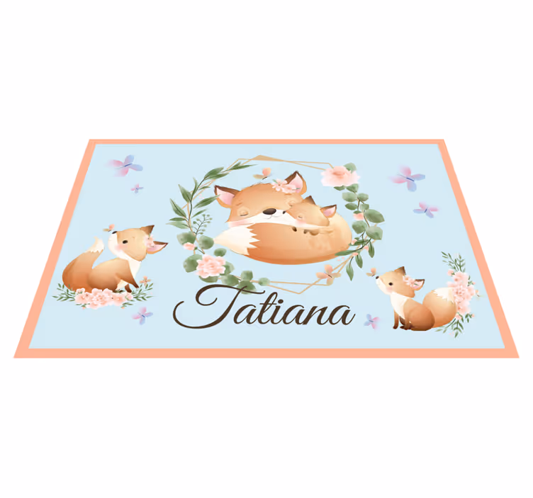 Individual de mesa infantil familia de zorros adorables - TenVinilo