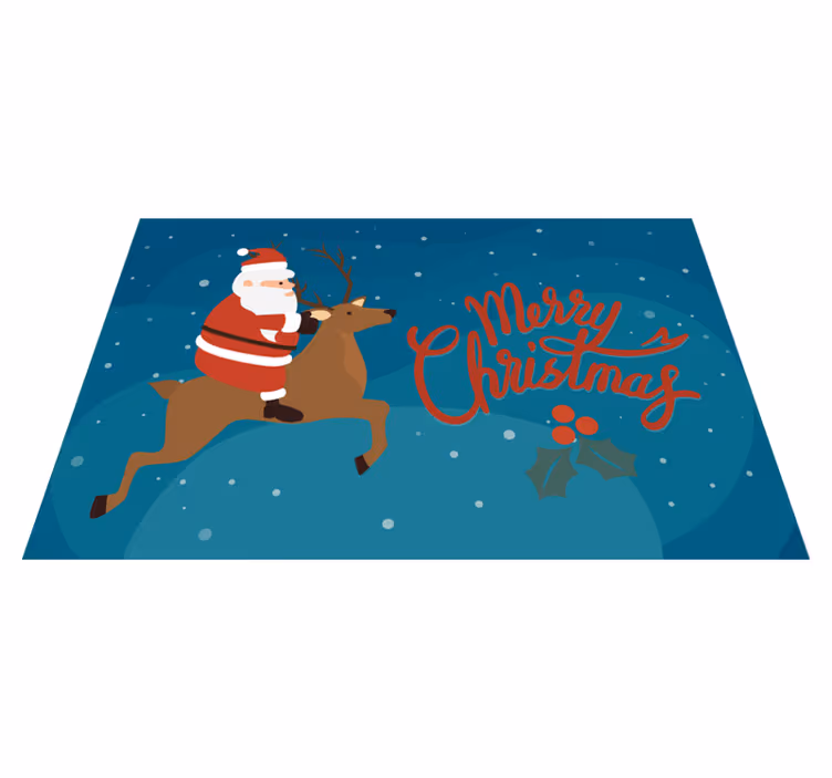 Individual de mesa navideño santa montando reno - TenVinilo