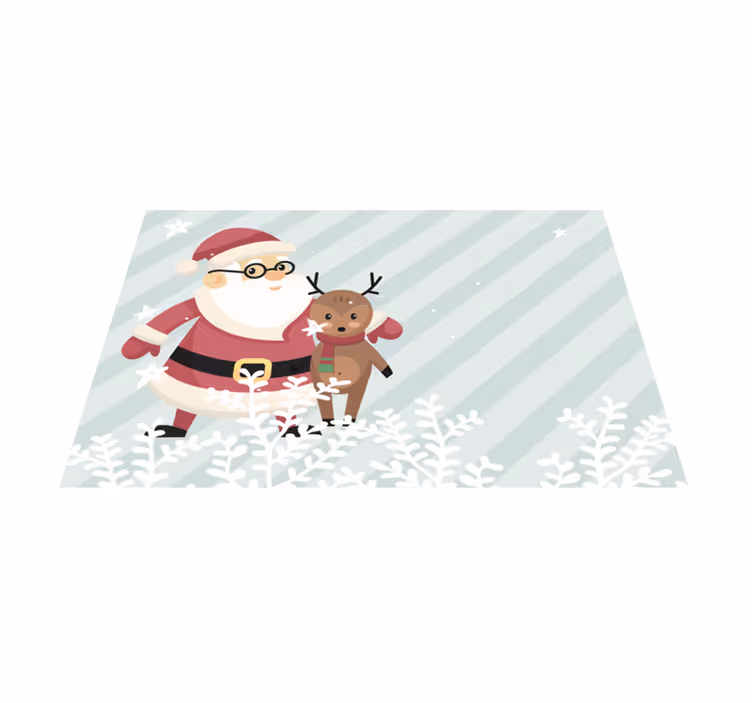 Individual de mesa navideño santa con renos - TenVinilo