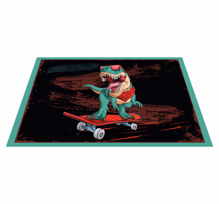 Mantel individual original Patinaje dinosaurio verde - TenVinilo