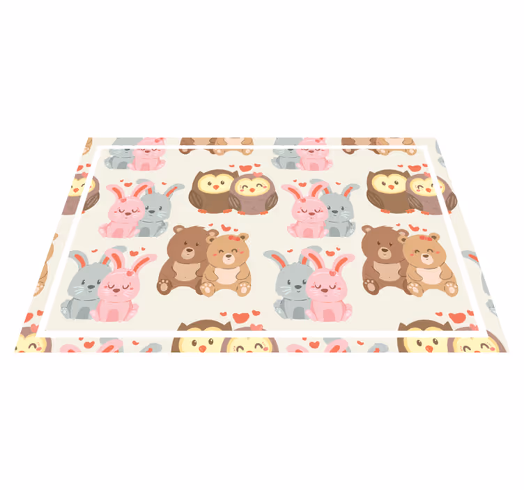 Individual de mesa infantil parejas de animales adorables - TenVinilo