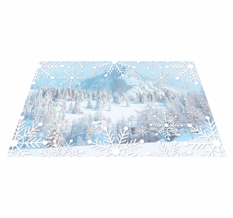 Individual de mesa navideño escena invernal copos de nieve - TenVinilo