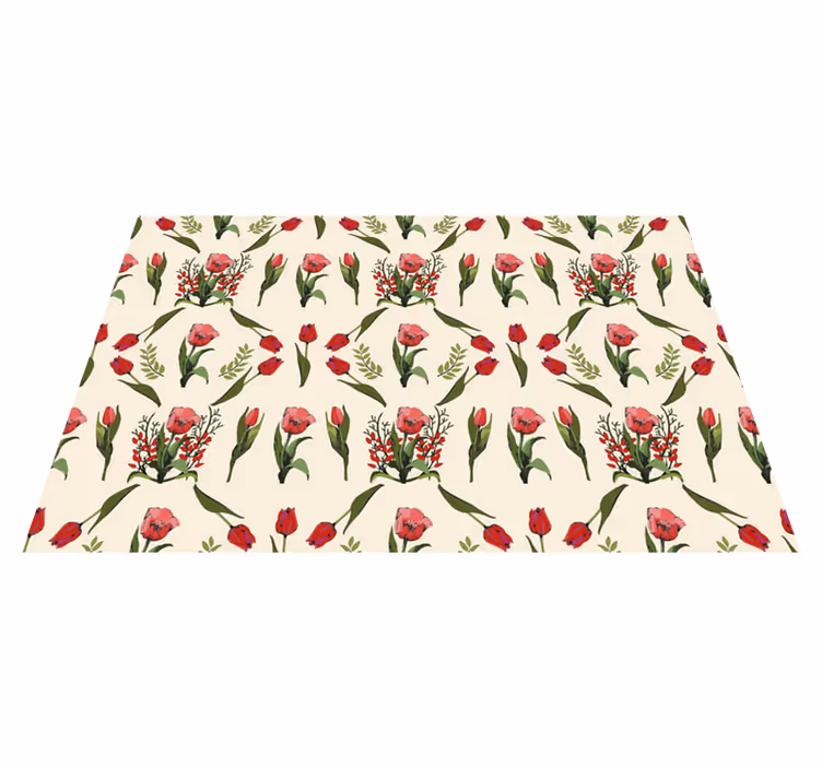 Individual mesa original cuenco rojo floral - TenVinilo