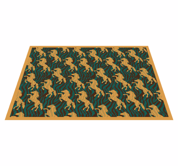 Mantel individual original Caballo verde y marrón estilo africano - TenVinilo