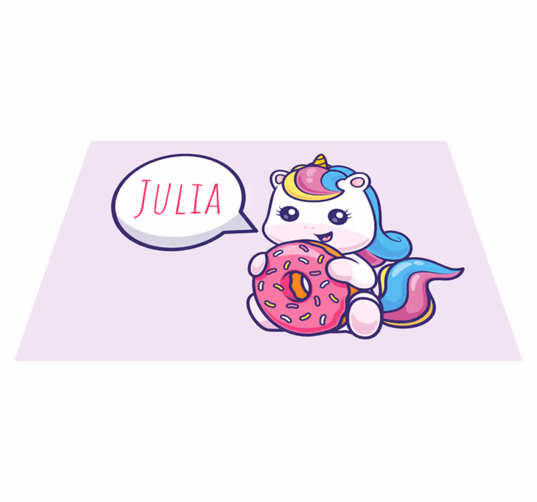 Mantel individual personalizable unicornio con dona - TenVinilo