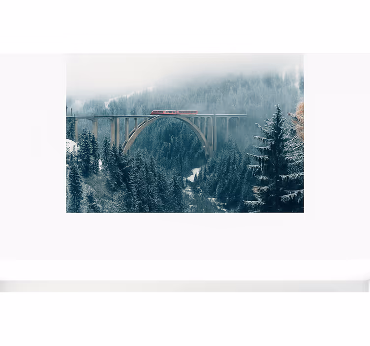Mural de montañas tren cruzando los alpes suizos - TenVinilo