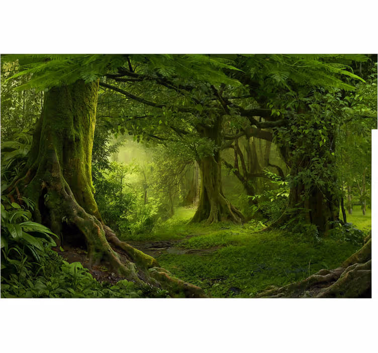 Mural de bosque escape a un bosque exuberante - TenVinilo