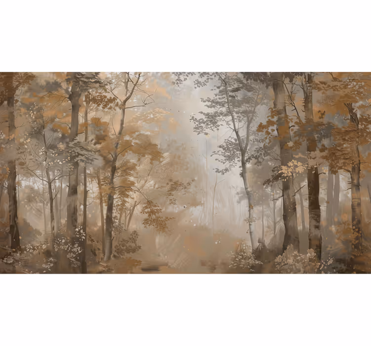 Mural de bosque arboleda de otoño ámbar - TenVinilo