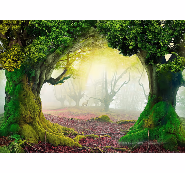 Mural de naturaleza puerta del bosque eterno - TenVinilo