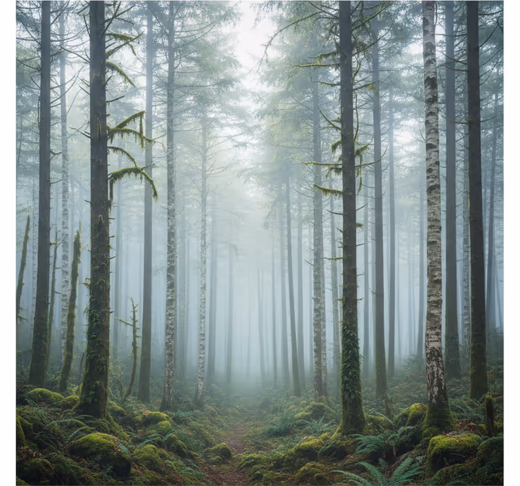 Mural de bosque neblina atmosférica - TenVinilo