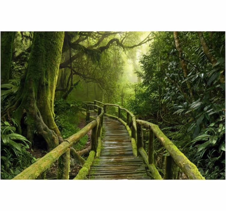 Mural de bosque pasarela de musgo exuberante - TenVinilo
