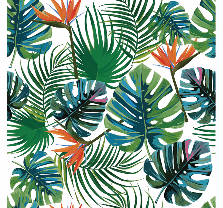 Mural de selva motivos tropicales - TenVinilo